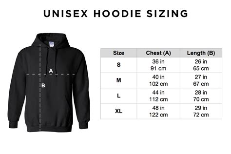 unisex hoodie sizing